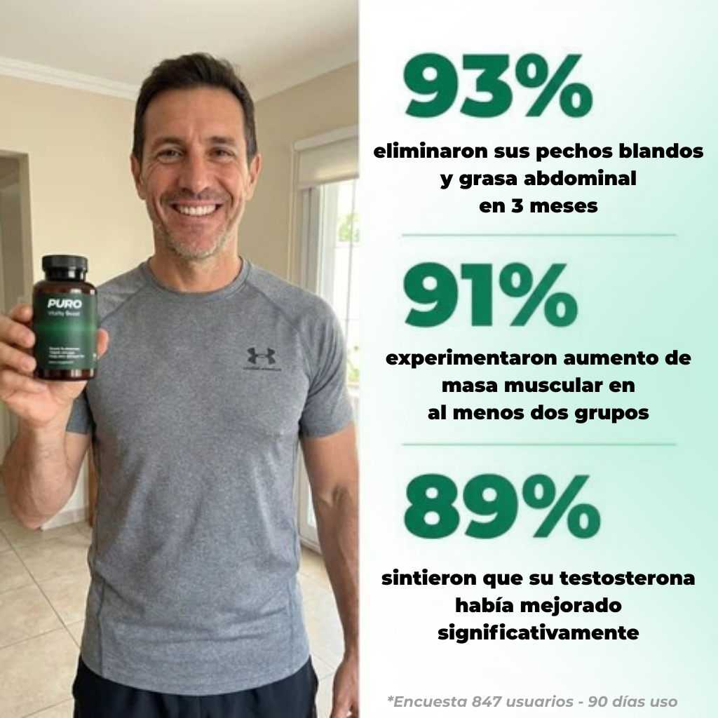 Cápsulas PURO™ | El secreto para deshincharte de forma 100% natural y recuperar tu cuerpo de hombre.