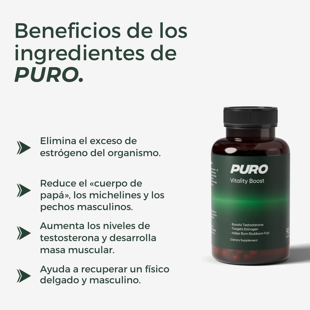 Cápsulas PURO™ | El secreto para deshincharte de forma 100% natural y recuperar tu cuerpo de hombre.